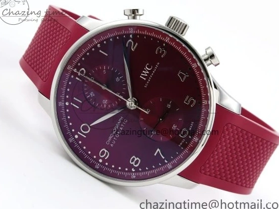 MIROTIME 0301 Reliable Portuguese Chrono IW3716 Z+F 1:1 Best Edition Red Dial on Red Rubber Strap A 7015